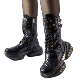 Bottines noires ornées de matelassage Véronèse