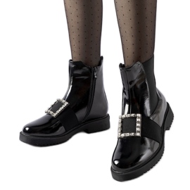 Bottines vernies noires avec strass Lisandro
