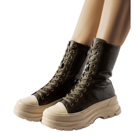 Chaussures Giselda vert foncé à semelle épaisse