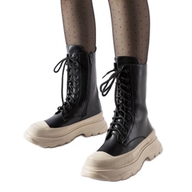 Chaussures de travail noires à semelle épaisse Crosia beige