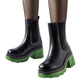 Bottines isolées noires à talon Tirano vert