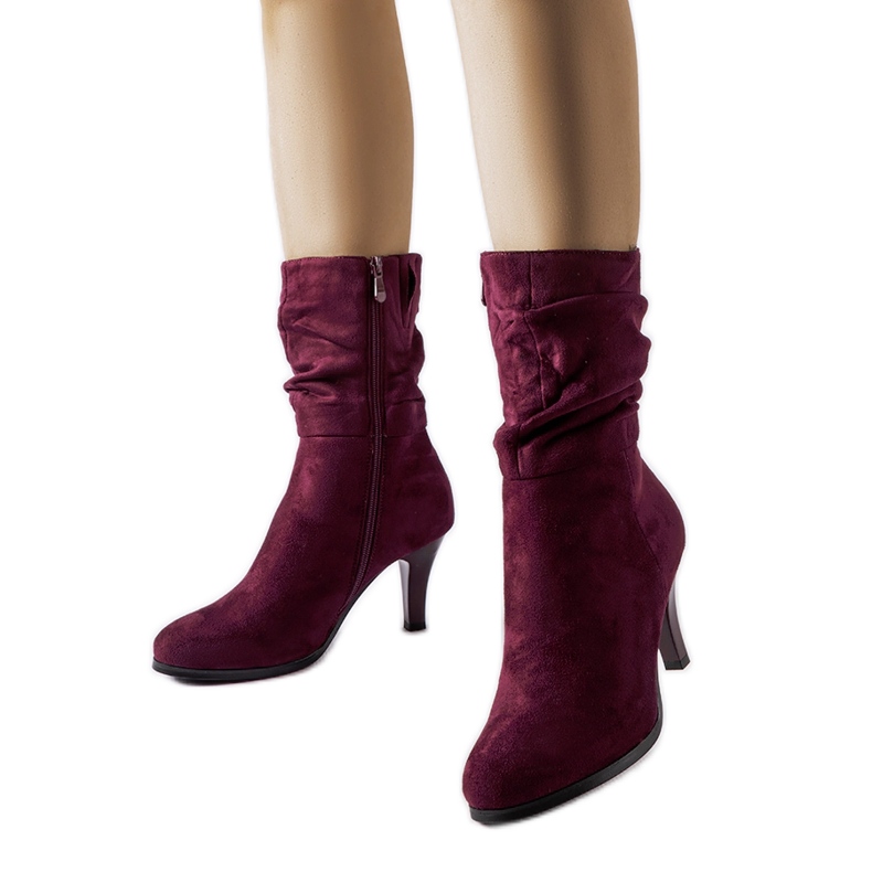 Bottines isolées bordeaux en éco-suède à talon haut Sant rouge