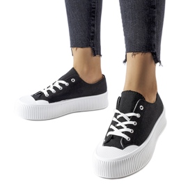 Baskets noires sur plateforme Fortunata blanche
