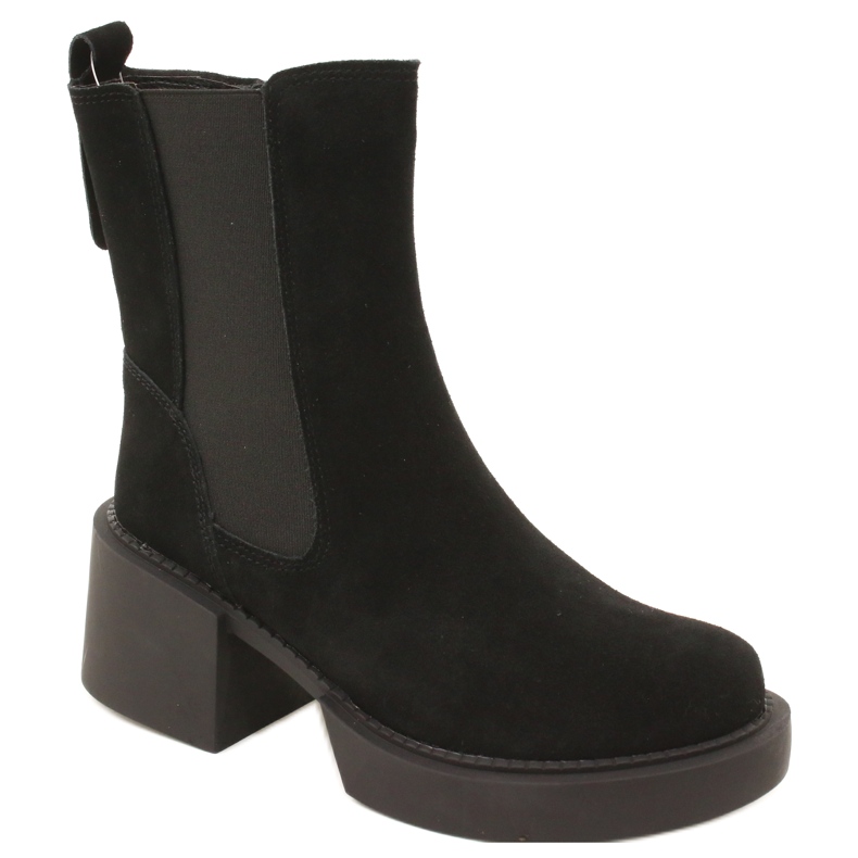 Filippo Bottines à talons en cuir suédé, noir le noir