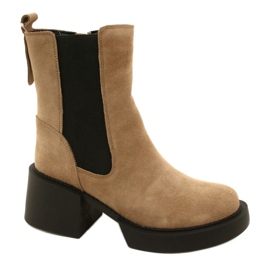 Filippo Bottines à talons hauts en cuir et daim beiges