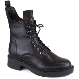 Bottines en cuir à lacets et fermeture éclair pour femme, isolées, noires, T.Sokolski 712