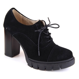 Chaussures femme en daim noir à talon haut et plateforme, Filippo DP4918