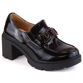 Mocassins en cuir verni noir sur talon haut Filippo DP4785