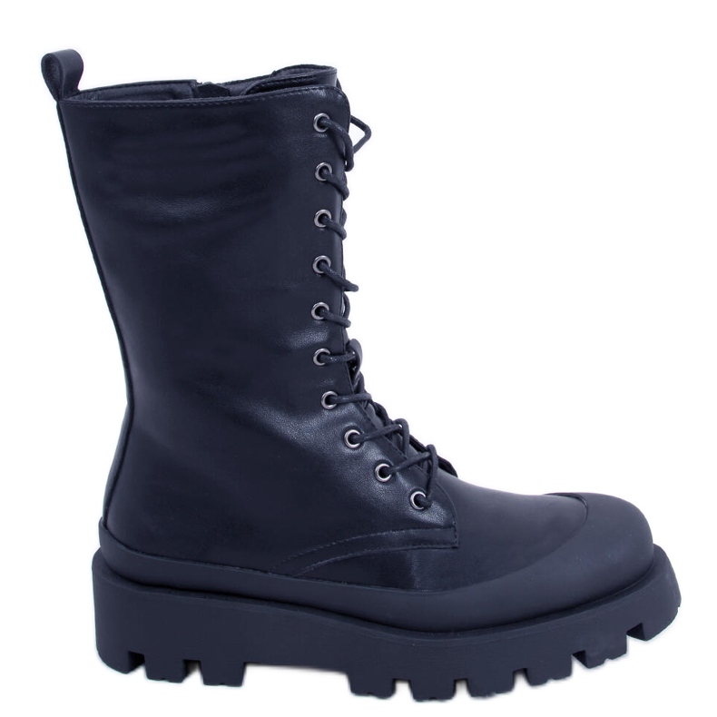 Bottes noires à lacets Knight le noir