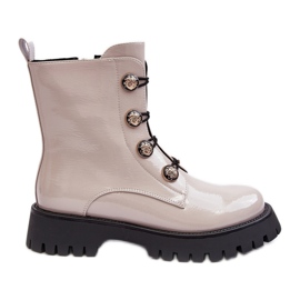 S.Barski Bottines isolées pour femmes avec boutons décoratifs D&amp;A MR870-51 Beige clair