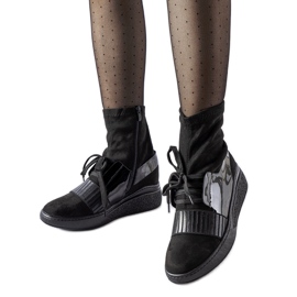 Bottines chaussettes compensées Spoleto noires