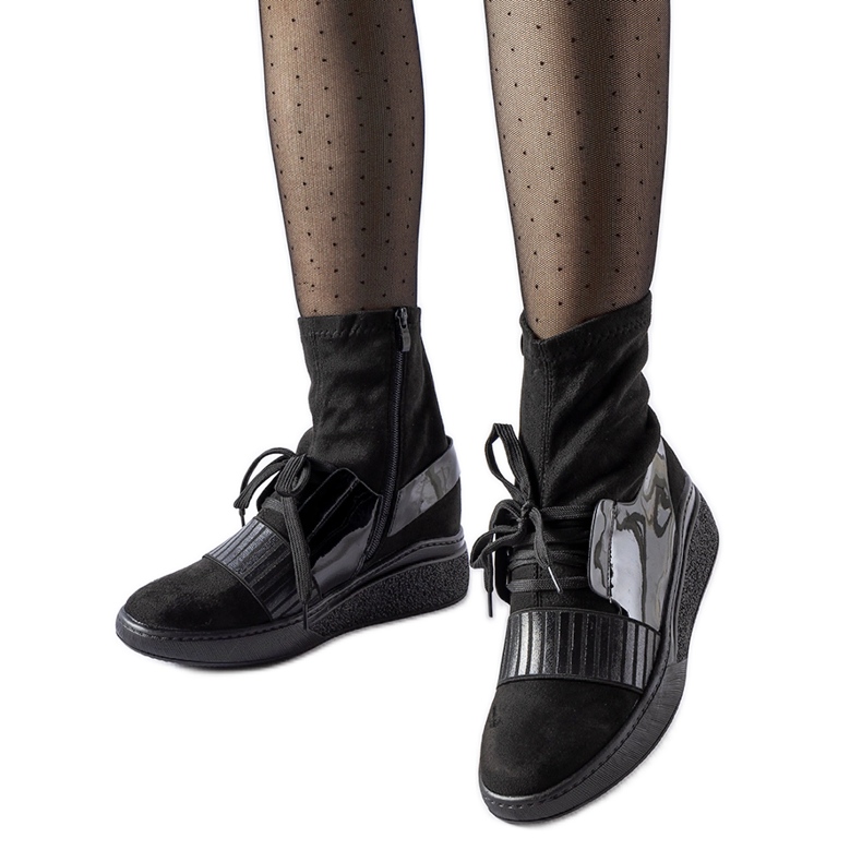 Bottines chaussettes compensées Spoleto noires le noir