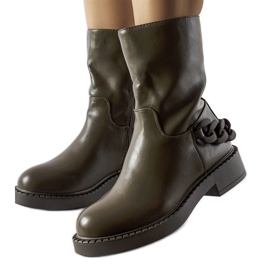 Inna Bottines isolées vertes avec chaîne de Linera Inna Bottines isolées vertes avec chaîne de Linera