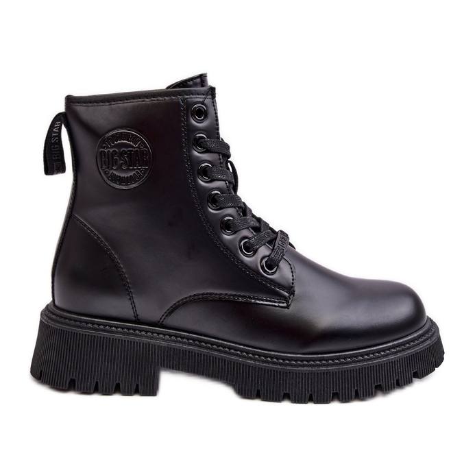 Bottines à lacets en cuir noir Big Star MM274375 le noir
