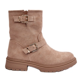 Bottines plates à boucles pour femme, beige Bliggore Bottines plates à boucles pour femme, beige Bliggore