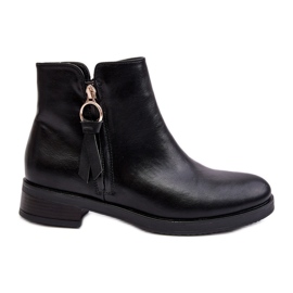 PE1 Bottines Plates En Cuir Pour Femme Noir Vasica