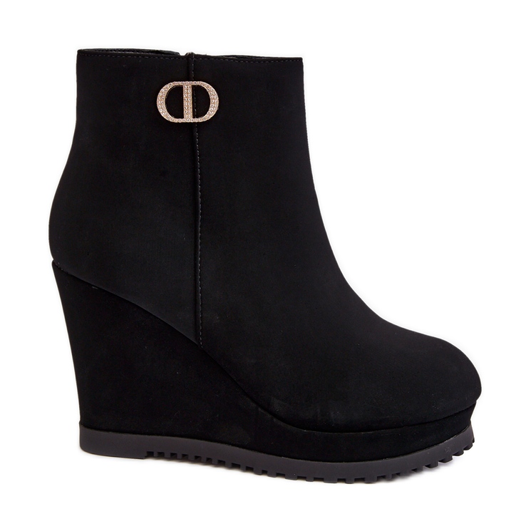 WJ2 Bottines compensées pour femme avec petite décoration, noir Bertolina le noir