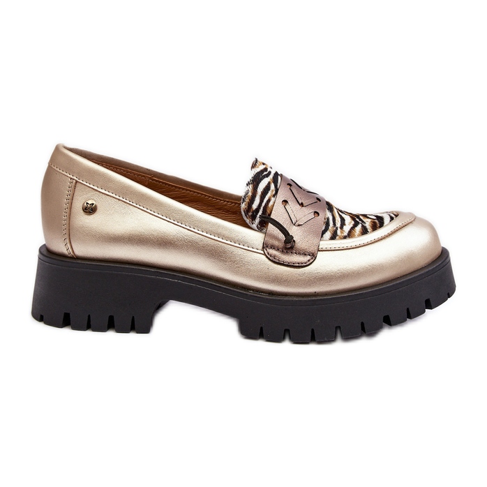 Chaussures en cuir pour femmes Mocassins Maciejka 06195-25 Or d'or