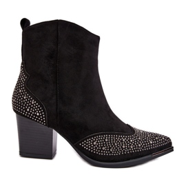 FS1 Bottes De Cowboy Décorées Pour Femmes Sur Talon Haut Noir Eleduana