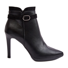 Sergio Leone Bottines Pour Femmes Sur Un Talon Haut Avec Une Boucle Isolée Noir Aesha