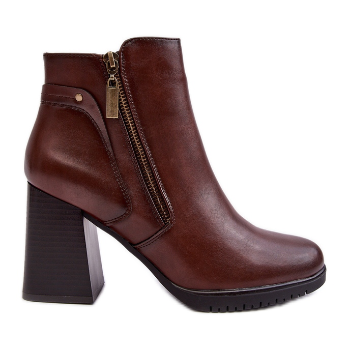 Sergio Leone Bottines à talons hauts avec fermetures éclair pour femme, marron Ryelle brun Sergio Leone Bottines à talons hauts avec fermetures éclair pour femme, marron Ryelle brun