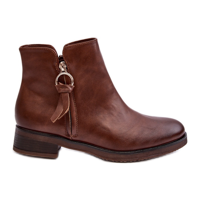 Bottines plates pour femmes en cuir marron par Vasica