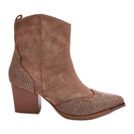 FS1 Bottes de cowboy décorées pour femmes sur un talon haut Beige Eleduana FS1 Bottes de cowboy décorées pour femmes sur un talon haut Beige Eleduana