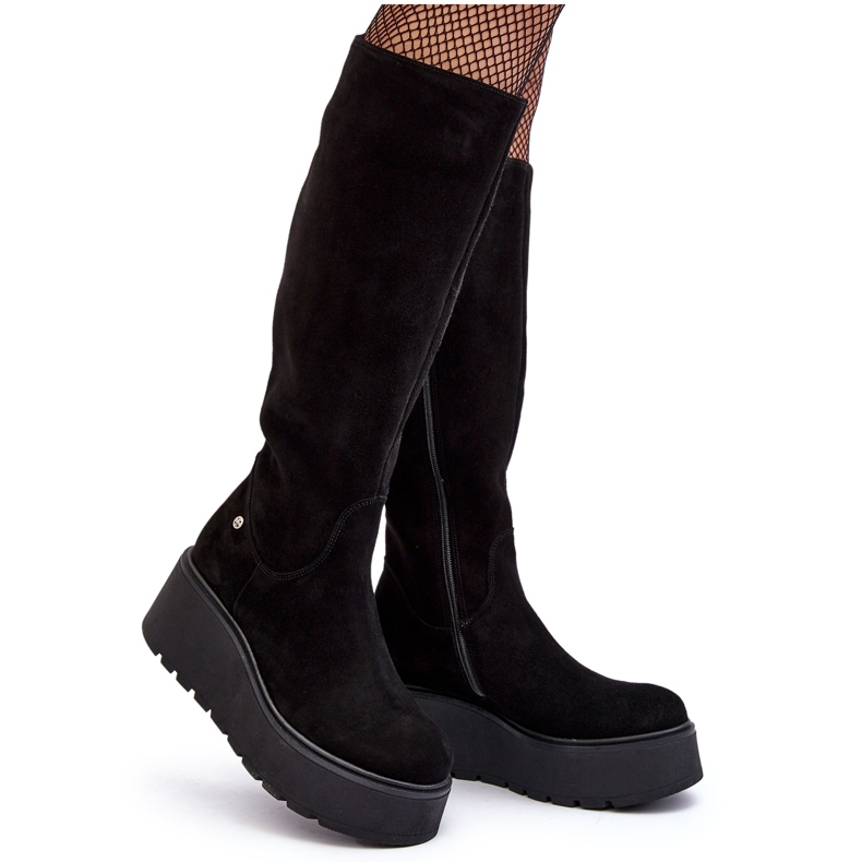 Bottines Compensées En Daim Pour Femme Maciejka 05767-01 Noir le noir