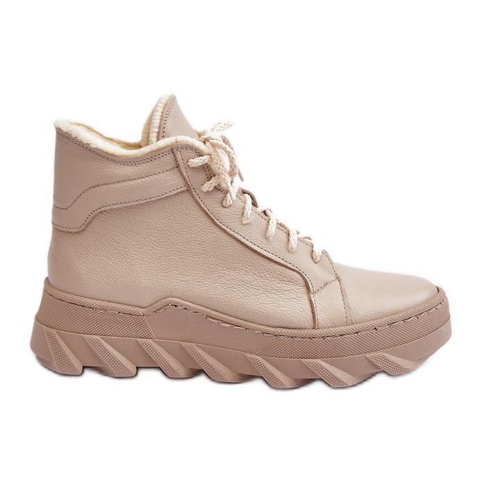 Bottes Isolées En Cuir Pour Femme Sur Plateforme Beige Lemar Jevette