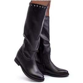 Cuissardes pour femme ornées de clous, noir Bevitis