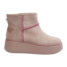 Bottes de neige en daim pour femmes Maciejka 06257-22 Beige clair