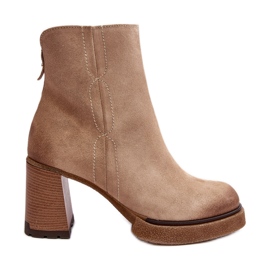 Bottines Femme En Daim à Talon Haut Beige Lemar Remilda
