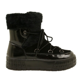 Bottes de neige des femmes Filippo avec fourrure, fourrure laquée noire le noir Bottes de neige des femmes Filippo avec fourrure, fourrure laquée noire le noir