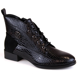 Filippo W PAW478A bottines vernies isolées en croco, noir