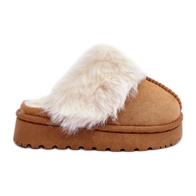 Chaussons enfant avec fourrure Camel Birasta brun