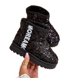 Bottes de neige pour enfants isolées à paillettes, noir Rebbica