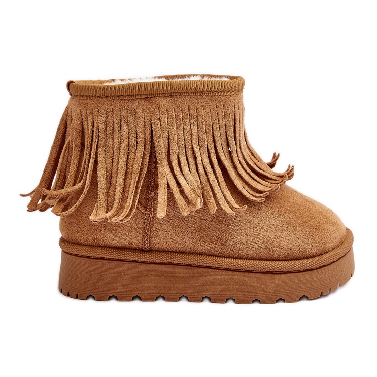 Bottes de neige isolées pour enfants à franges décoratives Camel Nimia brun