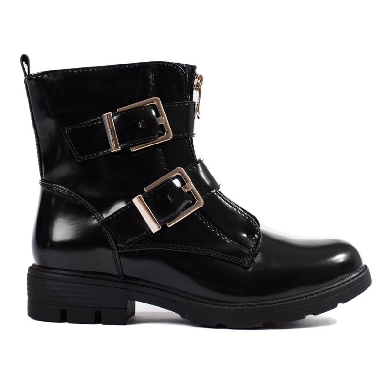 Bottines noires vernies avec boucles Shelovet le noir