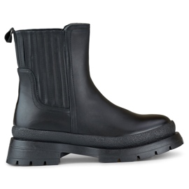 Bottines noires en éco-cuir à semelle épaisse le noir
