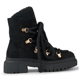 Boots de neige femme en fourrure noire