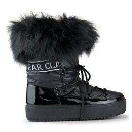 Bottes de neige noires pour femmes avec fourrure décorative