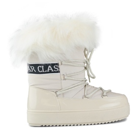 Bottines de neige femme beiges avec fourrure décorative