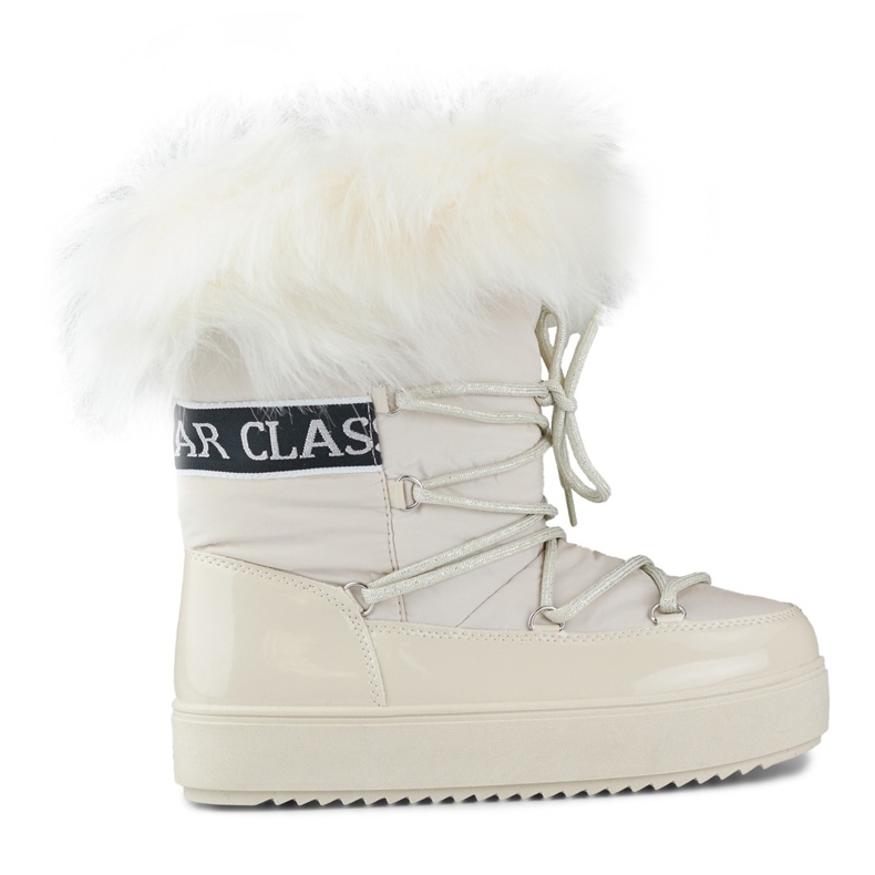 Bottines de neige femme beiges avec fourrure décorative