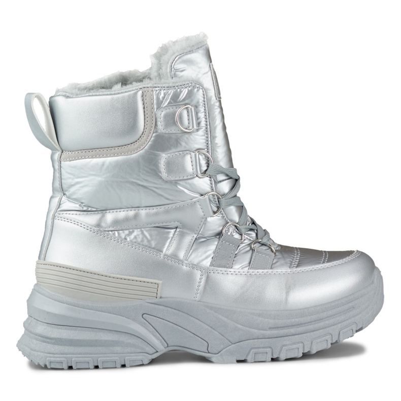 Boots de neige sport à lacets femme argentées