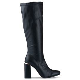 Bottines à talons hauts en éco-cuir noires