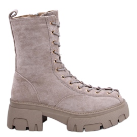 Bottines à lacets femme Wayne Kaki beige
