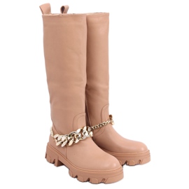 Bottines July Camel avec chaîne brun