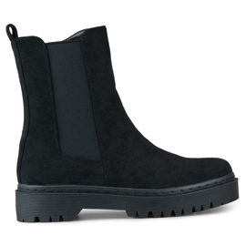 Bottines femme en daim noir à semelle épaisse