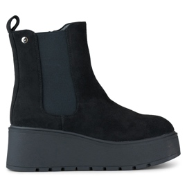 Bottines compensées en daim Laila le noir