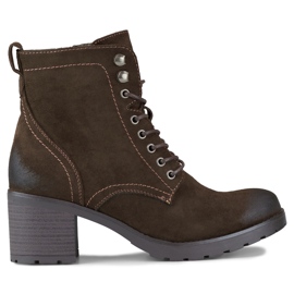 Bottines femme à lacets en daim marron brun Bottines femme à lacets en daim marron brun